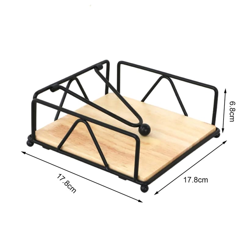 Porta-Guardanapo De Mesa Em Aço Inox E Madeira Nobre