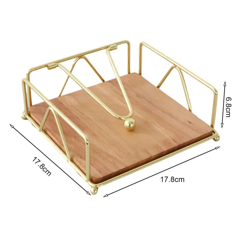 Porta-Guardanapo De Mesa Em Aço Inox E Madeira Nobre