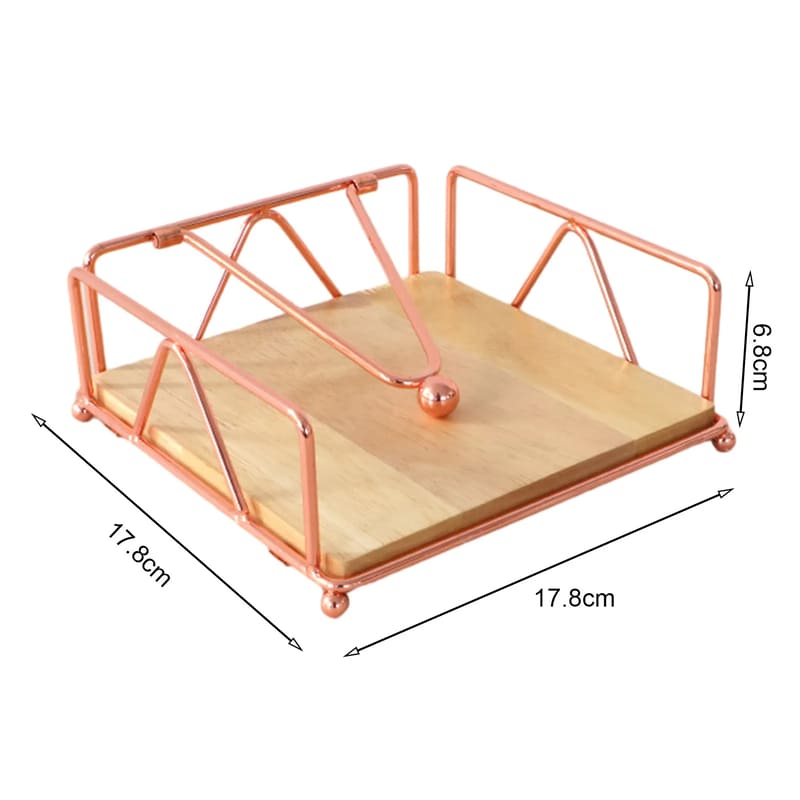 Porta-Guardanapo De Mesa Em Aço Inox E Madeira Nobre