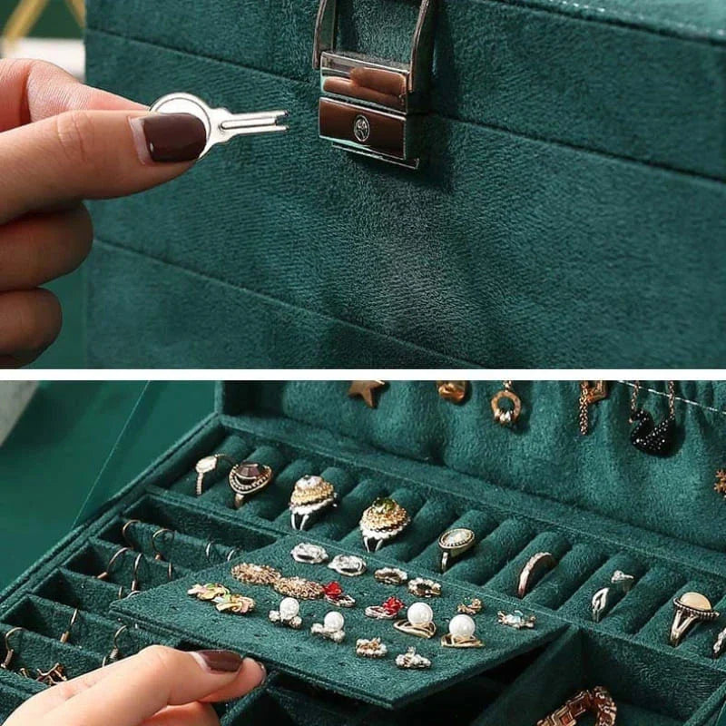 Porta-Joias Premium Revestido em Veludo com Divisórias