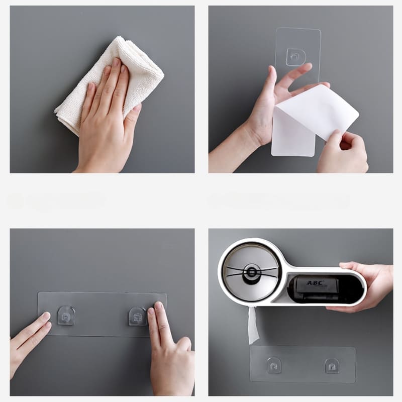 Porta Papel Higiênico Com Gaveta Minimalista e Adesivos