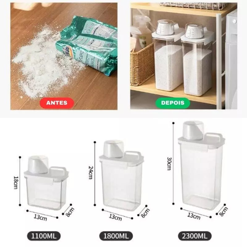 Porta Sabão em Pó e Detergente Hermético com Medidor