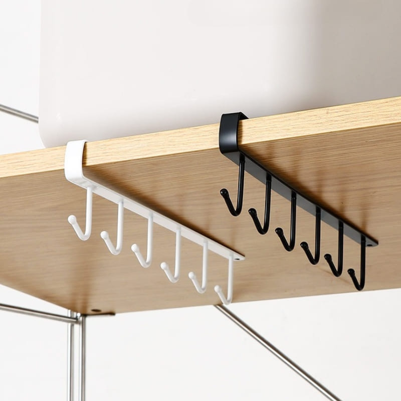 Porta Utensílios Suspenso em Aço com 6 Ganchos Prático