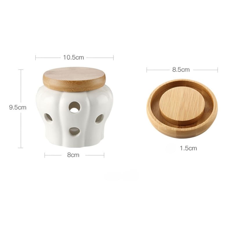 Pote de Cerâmica com Tampa de Madeira Natural Artesanal