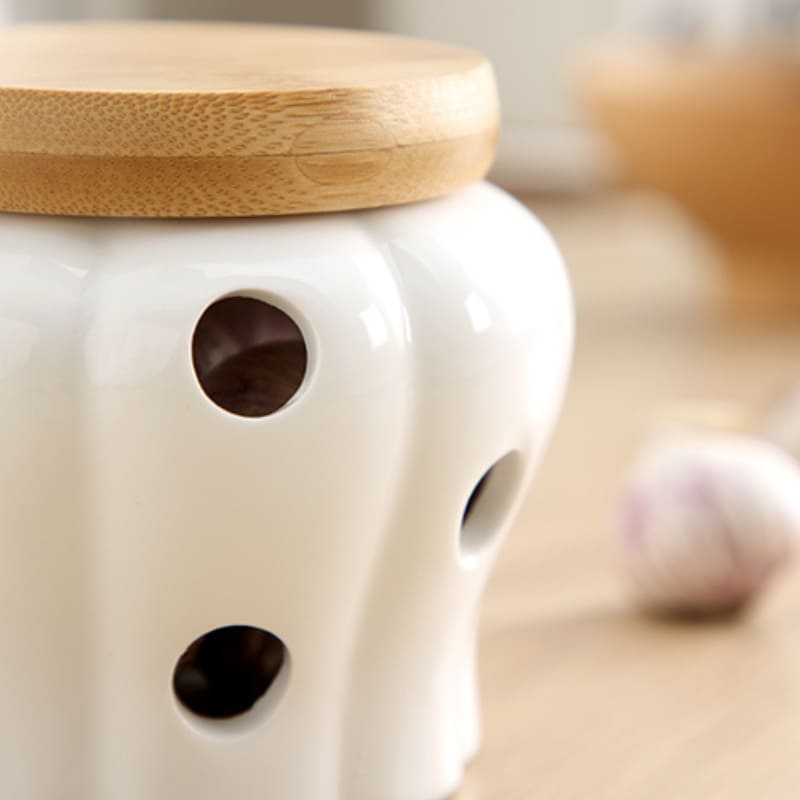 Pote de Cerâmica com Tampa de Madeira Natural Artesanal