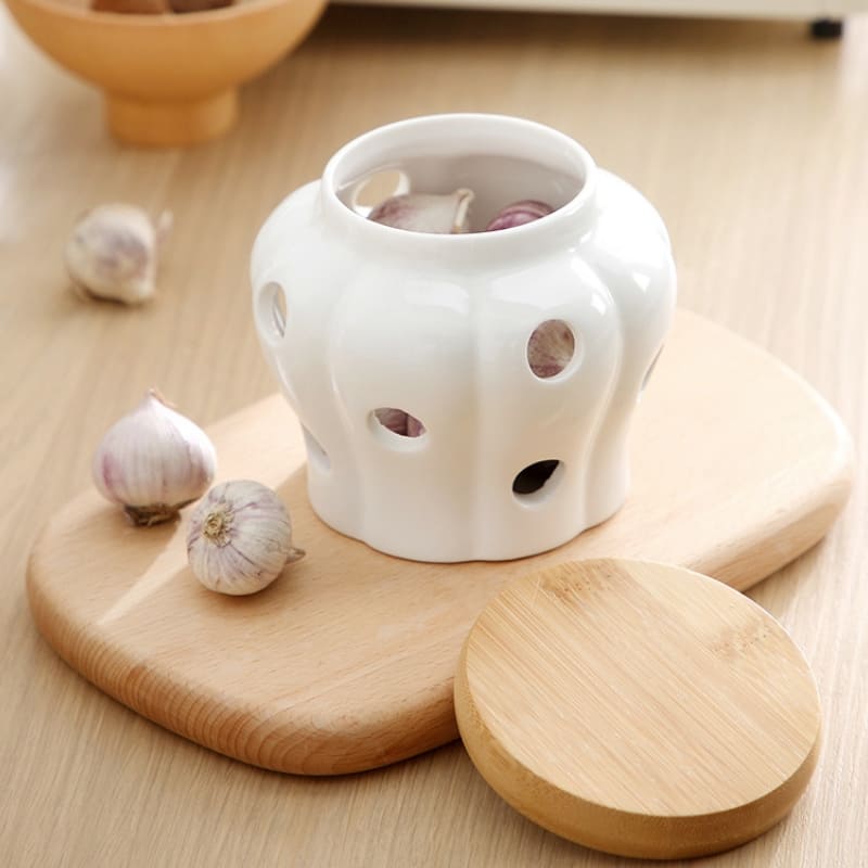 Pote de Cerâmica com Tampa de Madeira Natural Artesanal