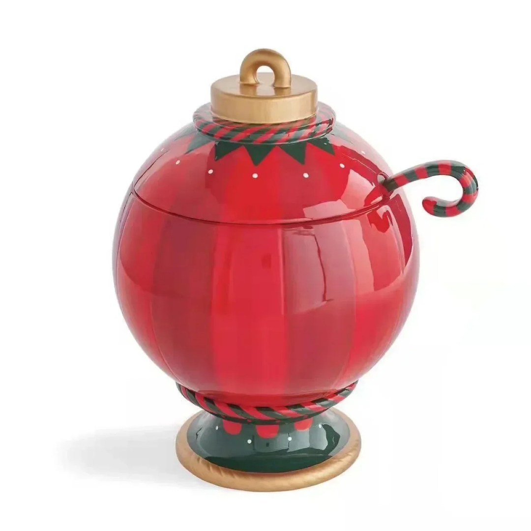 Pote de Natal em Resina Camada Dupla Formato Bola Elegante