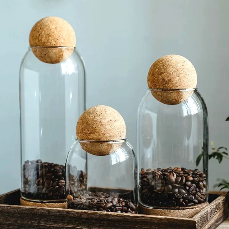 Potes de Vidro Borossilicato com Tampa de Cortiça