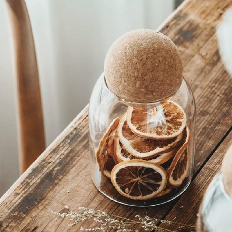 Potes de Vidro Borossilicato com Tampa de Cortiça