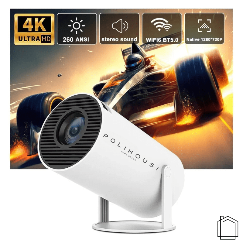Projetor Portátil 4K Ultra HD Compacto Cinema Multimídia