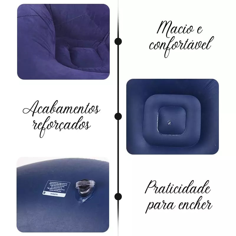 Puff Inflável Redondo Ergonômico Para Sala Compacto