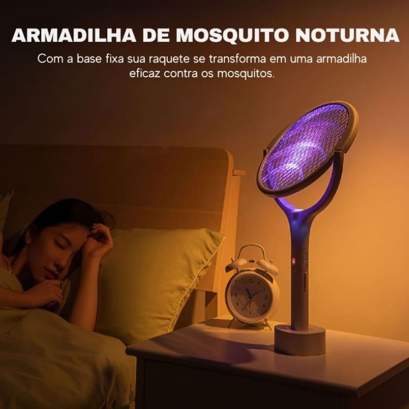 Raquete Elétrica e Armadilha com Lâmpada Noturna