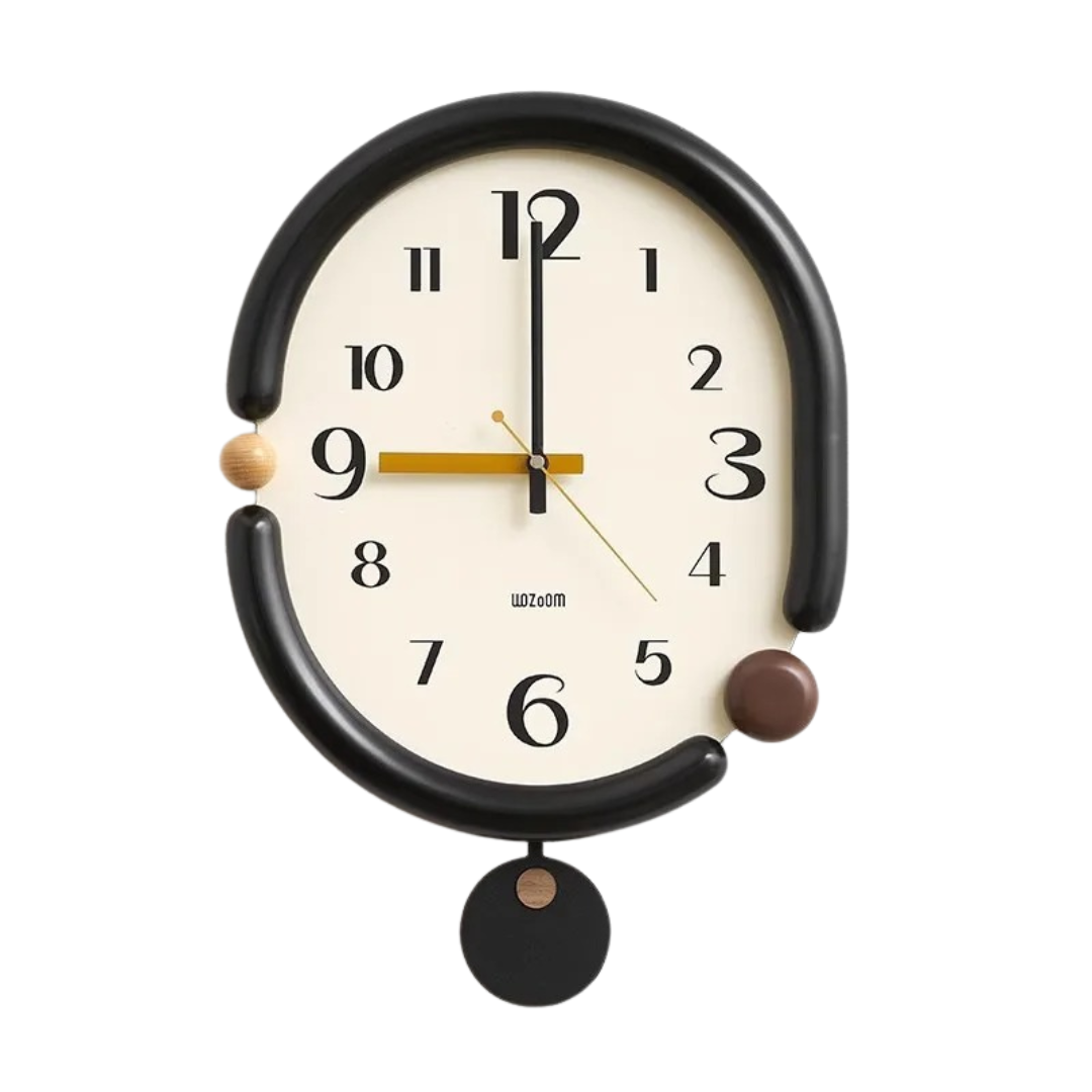 Relógio De Parede Oscilante Em Bambu E Madeira Orgânica