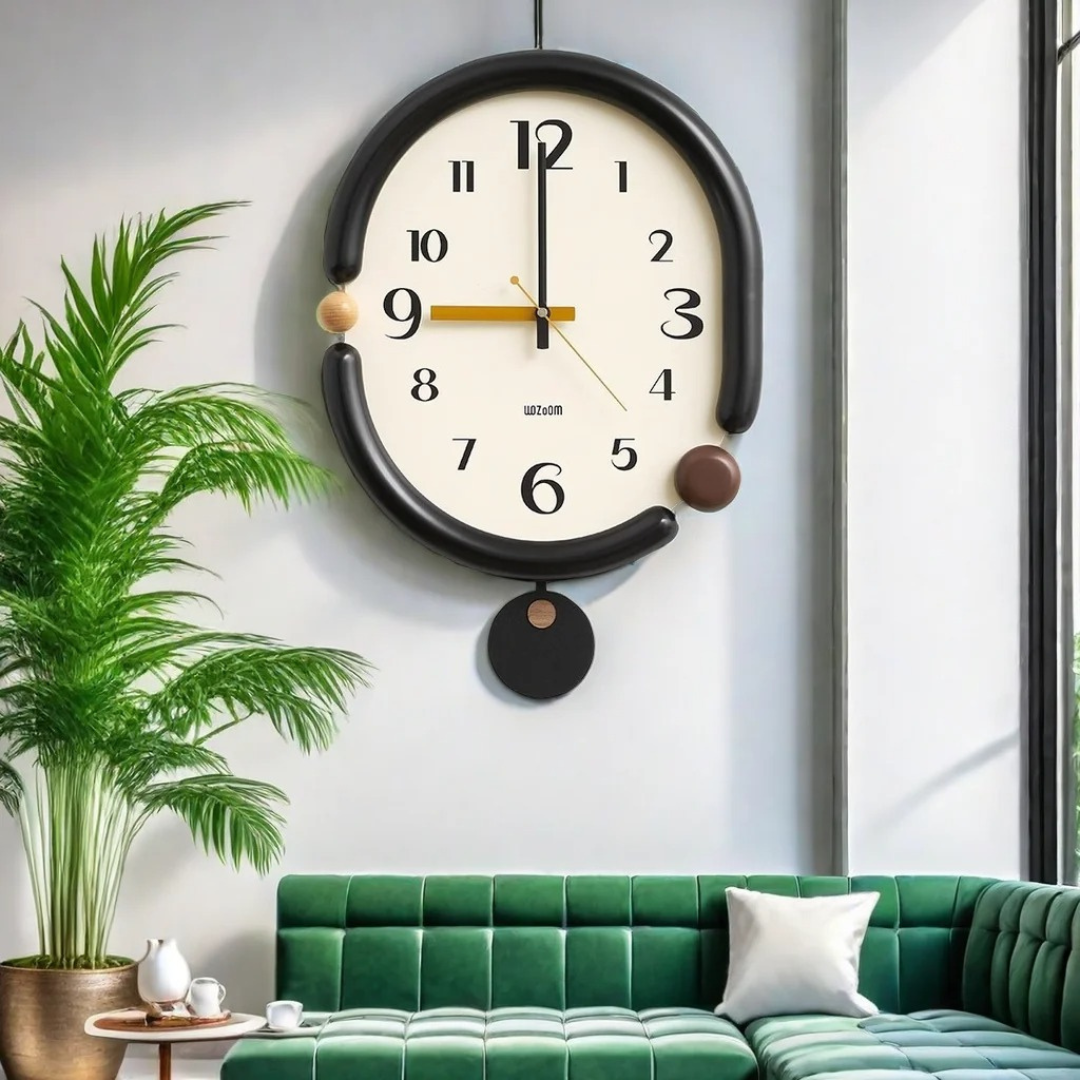 Relógio De Parede Oscilante Em Bambu E Madeira Orgânica