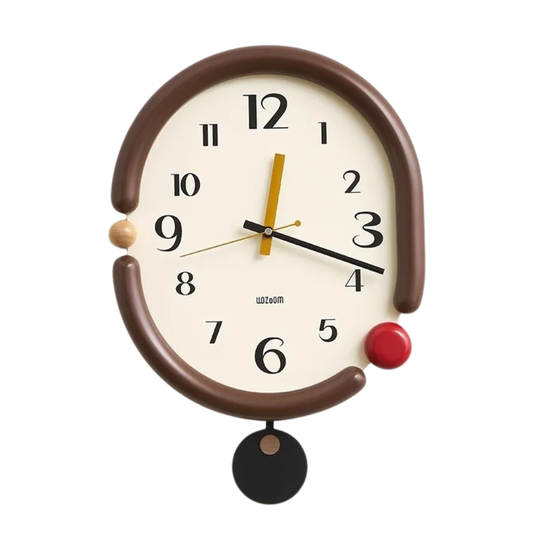 Relógio De Parede Oscilante Em Bambu E Madeira Orgânica