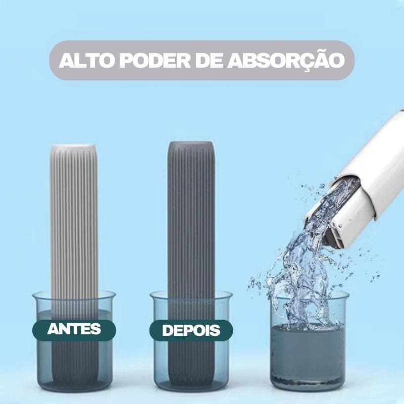 Esfregão Mini Mop com Esponja Absorvente e Cabeça Retrátil