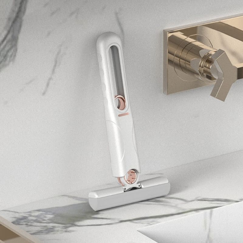 Esfregão Mini Mop com Esponja Absorvente e Cabeça Retrátil