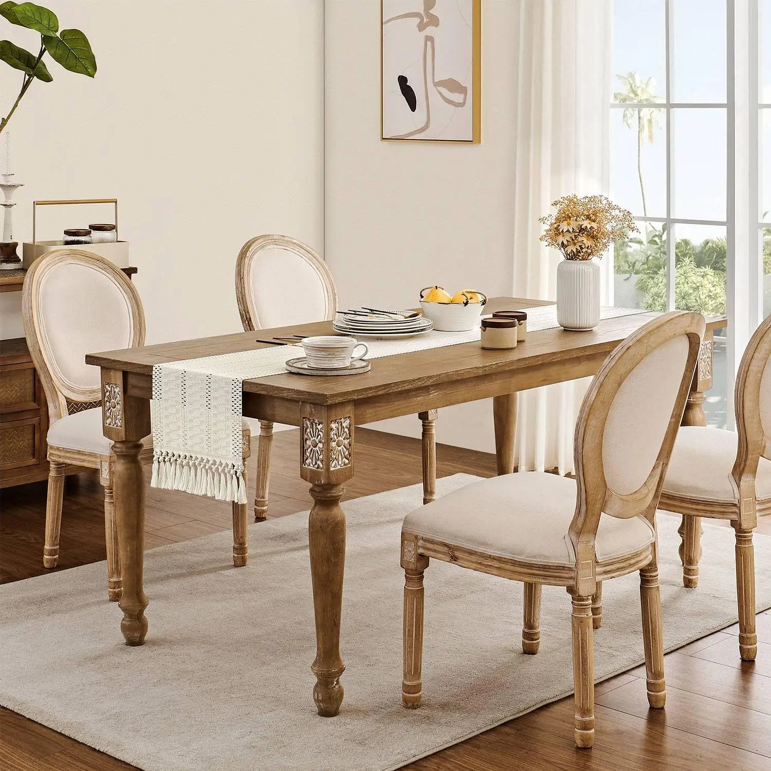 Caminho de Mesa Boho em Algodão e Poliéster Feito à Mão