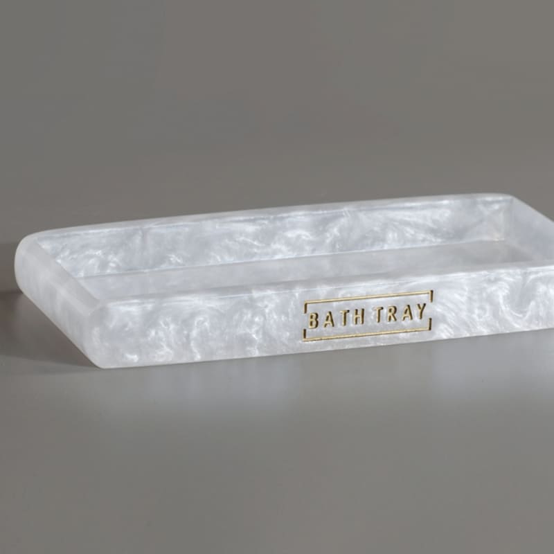 Kit Banheiro em Resina com Acabamento Dourado 3 Peças