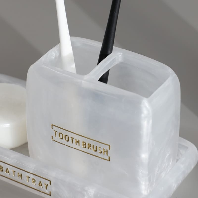 Kit Banheiro em Resina com Acabamento Dourado 3 Peças