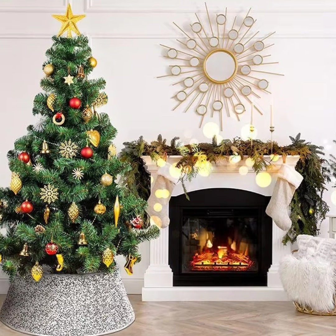 Saia de Árvore de Natal com Lantejoulas Impressas Elegante
