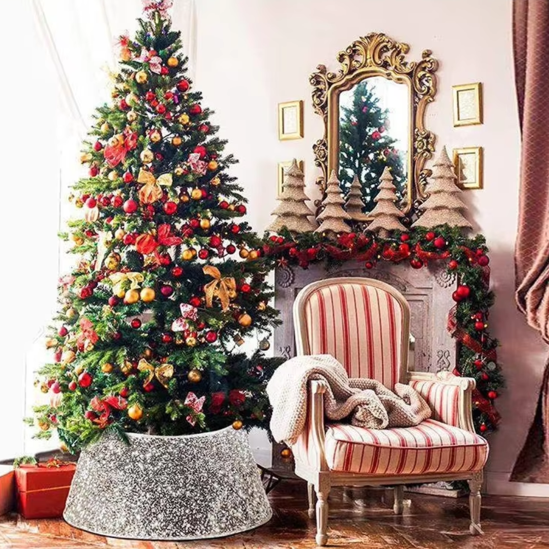 Saia de Árvore de Natal com Lantejoulas Impressas Elegante