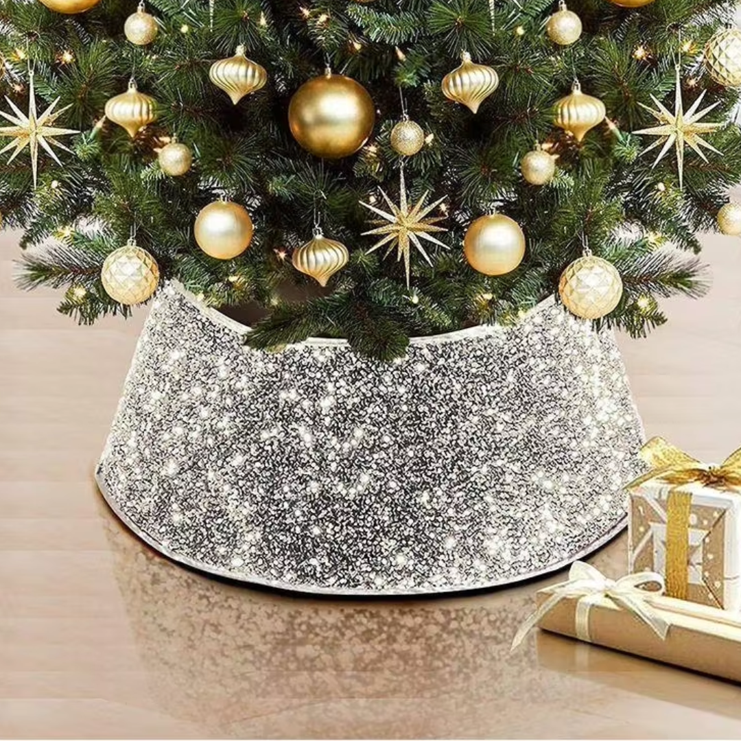 Saia de Árvore de Natal com Lantejoulas Impressas Elegante