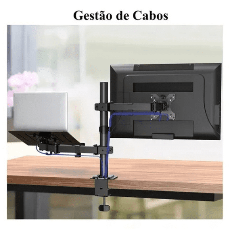 Suporte Para Monitor e Notebook Articulado em Aço Giratório
