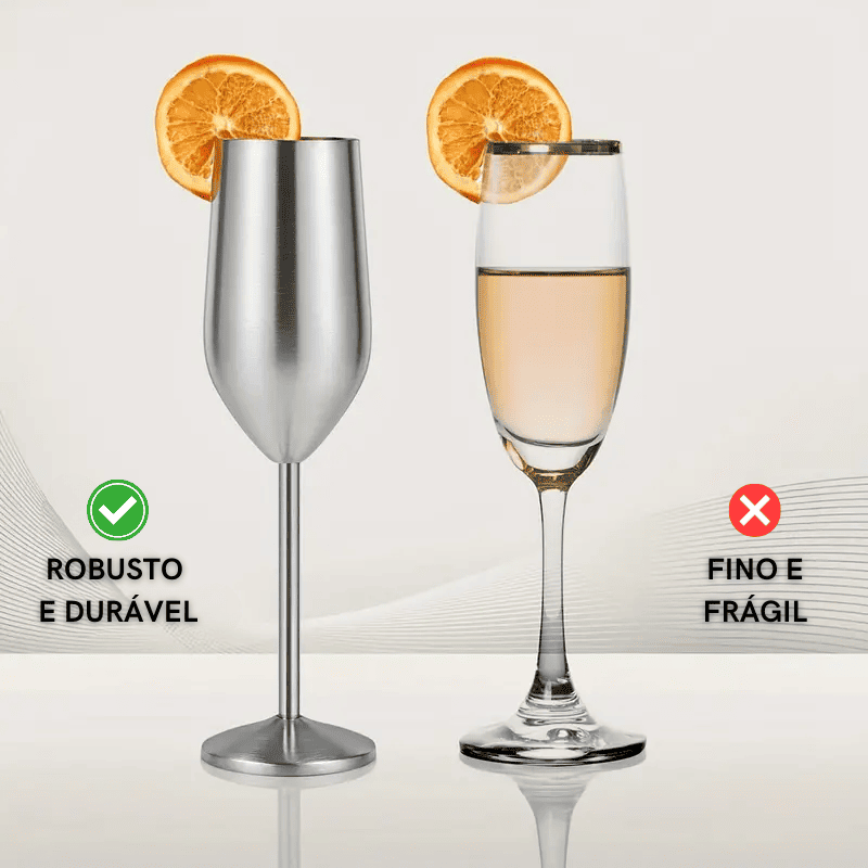 Taça de Champanhe Inox Colorida Inquebrável Espumante