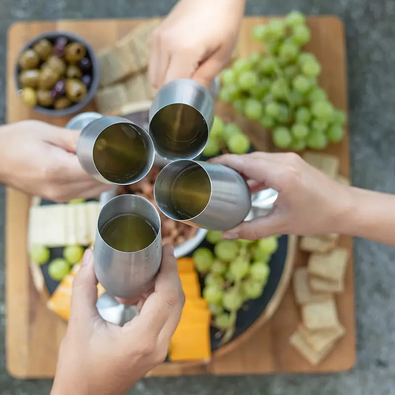 Taça de Champanhe Inox Colorida Inquebrável Espumante