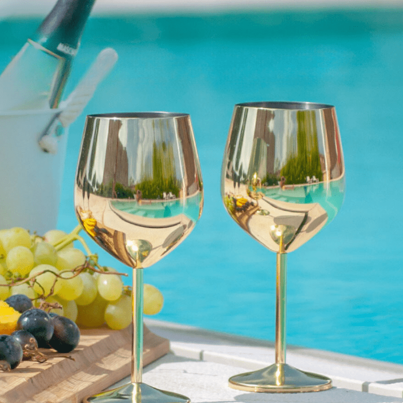 Taça de Vinho Inox Inquebrável Colorida Sofisticada 4 Cores