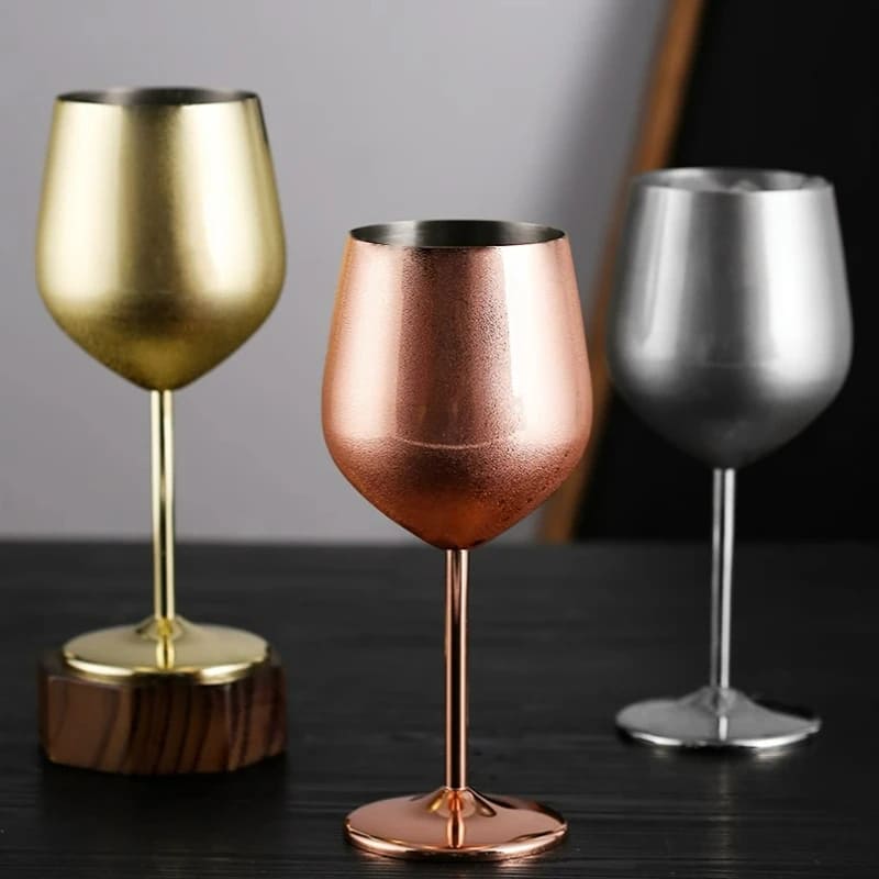 Taça de Vinho Inox Inquebrável Colorida Sofisticada 4 Cores