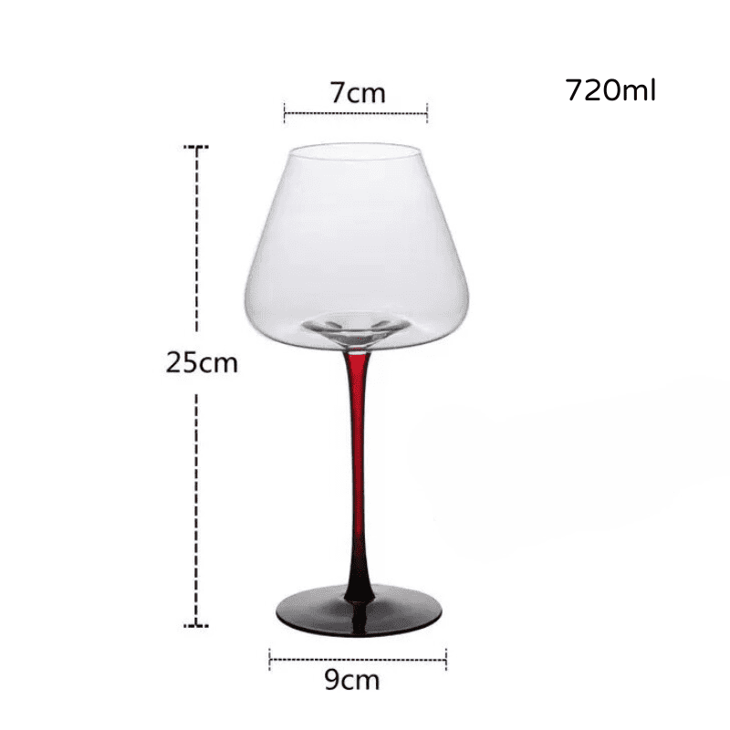 Taça de Vinho em Cristal com Haste Vermelha Elegante