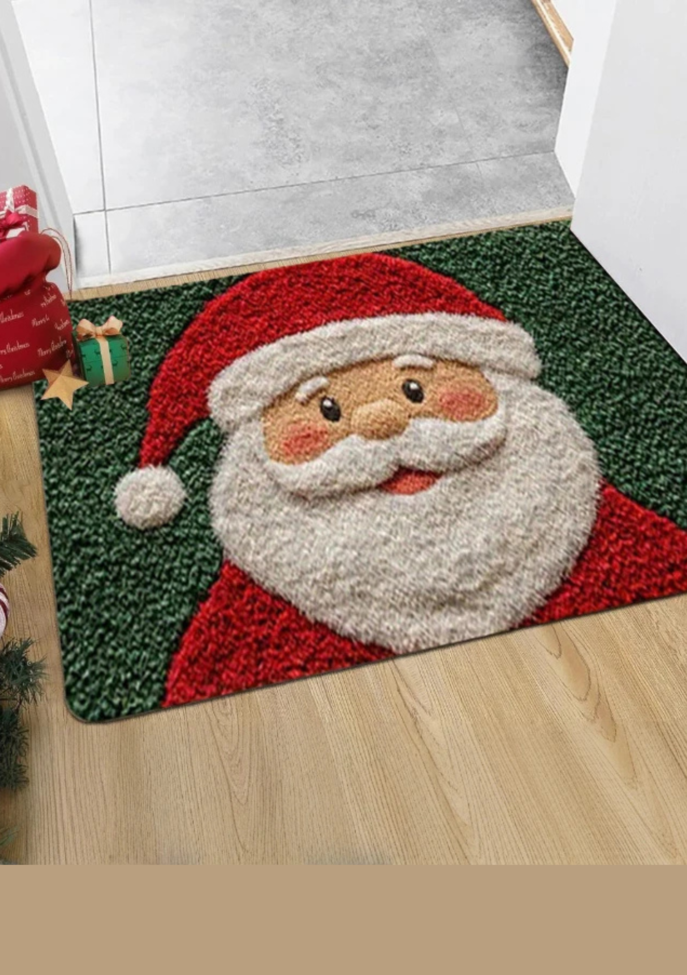 Tapete de Porta Natalino Antiderrapante com Papai Noel