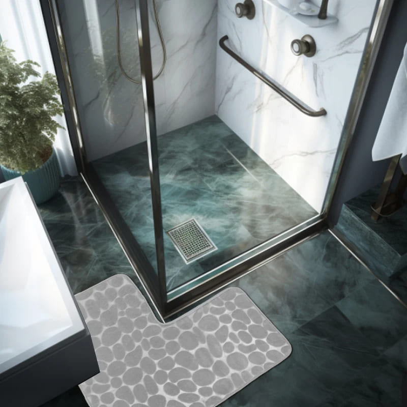 Tapete de Banheiro em Veludo Antiderrapante Formato L