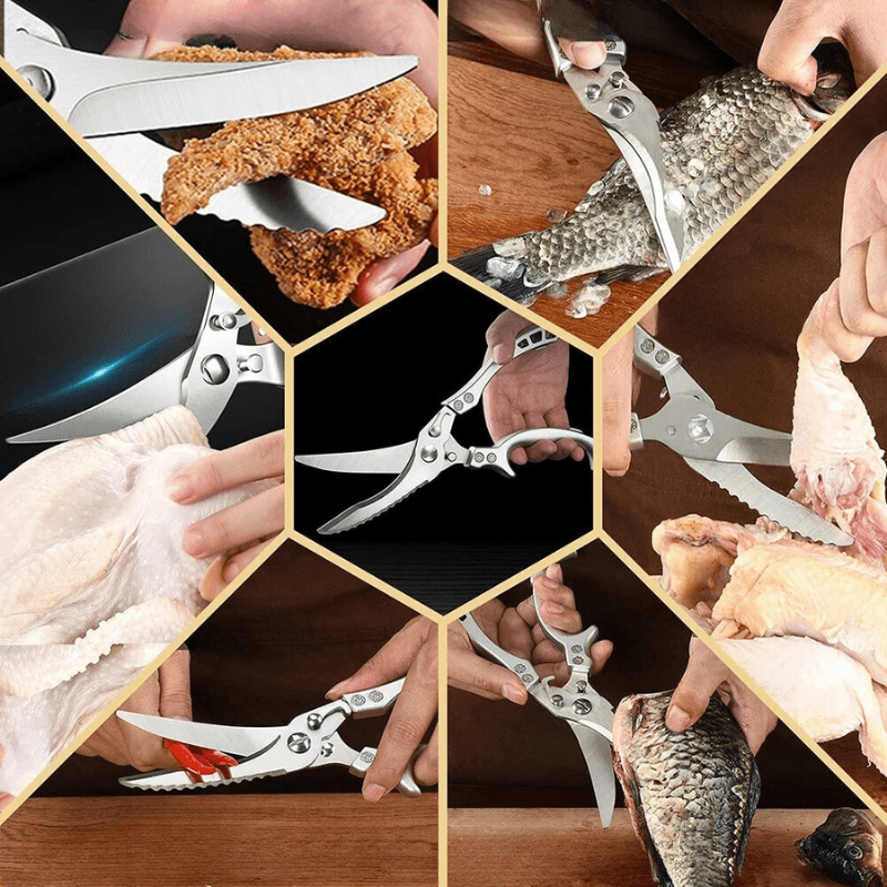 Tesoura de Cozinha em Aço Inox Multiuso com Trava Segura