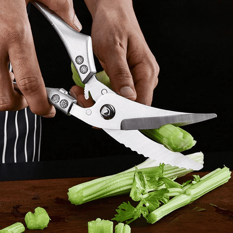 Tesoura de Cozinha em Aço Inox Multiuso com Trava Segura