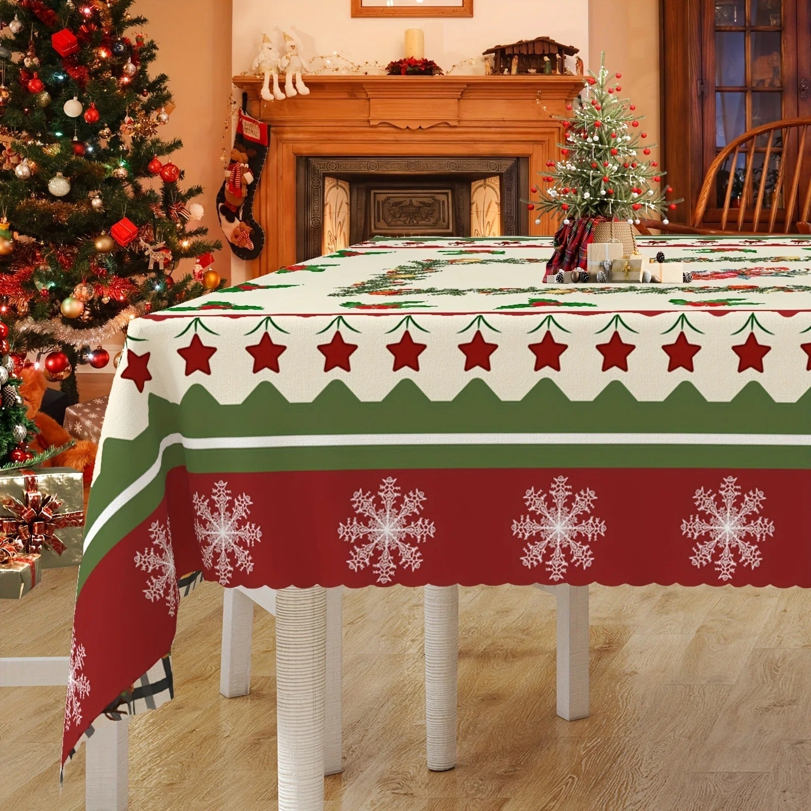 Toalha de Mesa Natalina Impermeável Estampa Pinheiro