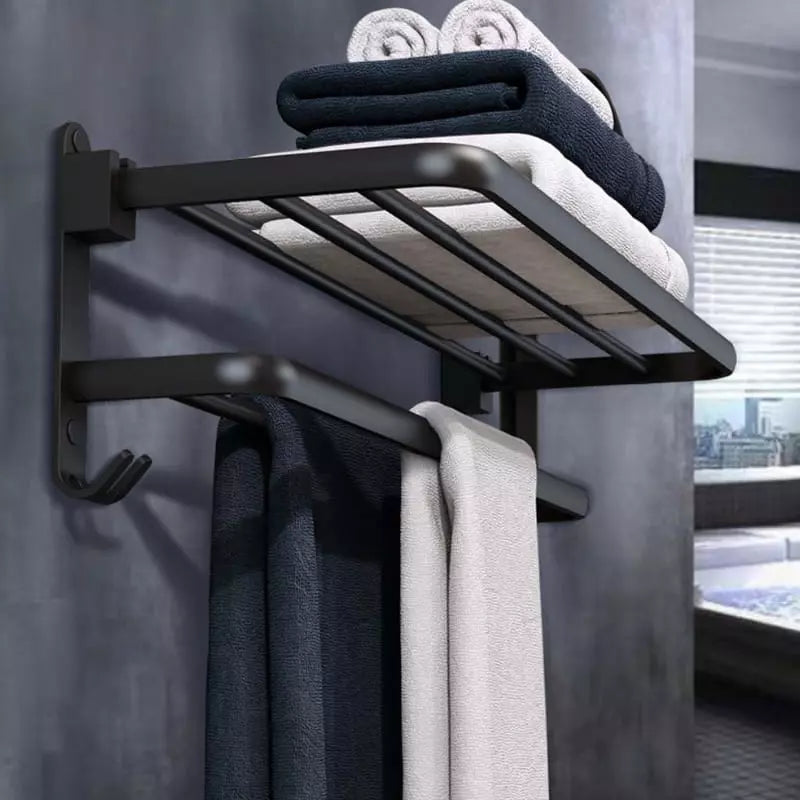 Toalheiro Duplo Retrátil Em Alumínio Durável Para Banho