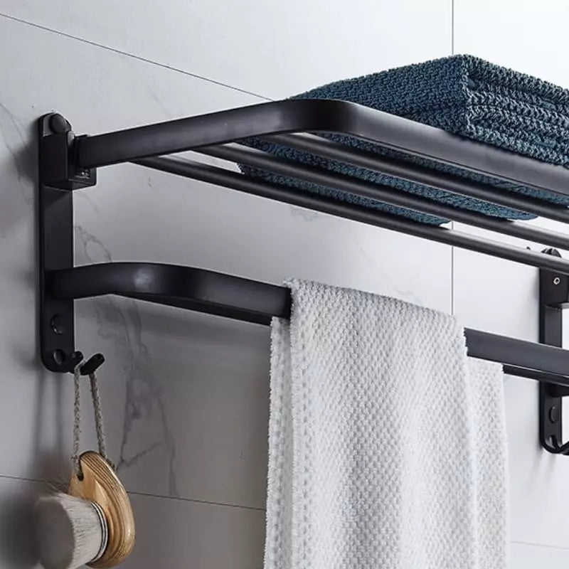 Toalheiro Duplo Retrátil Em Alumínio Durável Para Banho