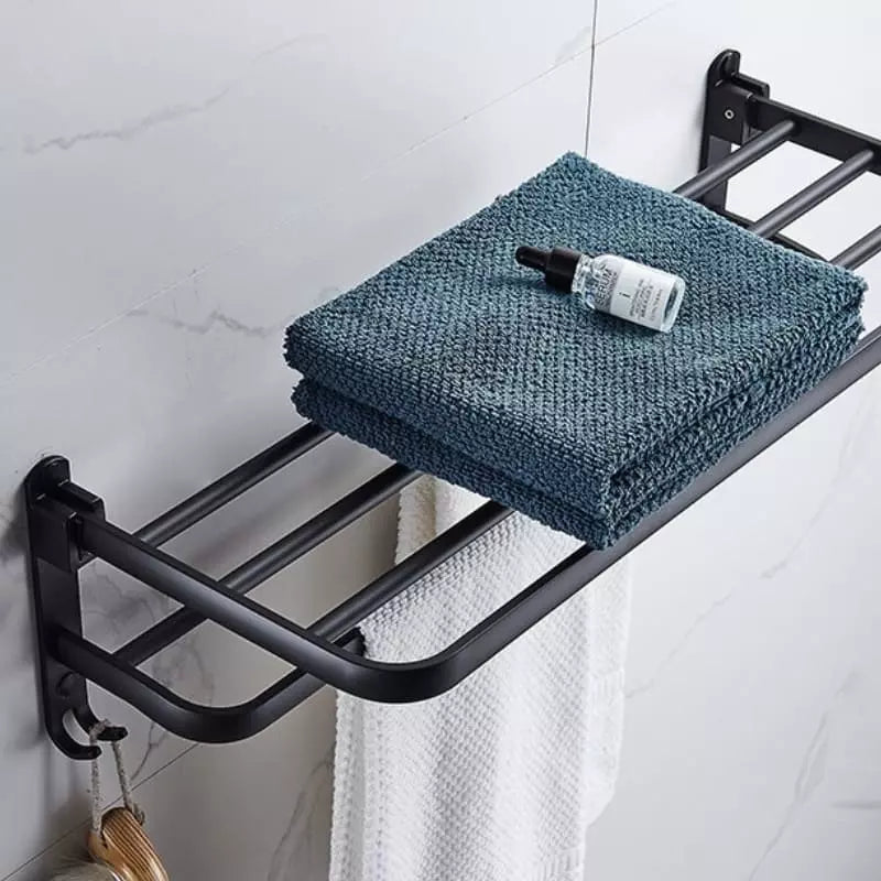 Toalheiro Duplo Retrátil Em Alumínio Durável Para Banho