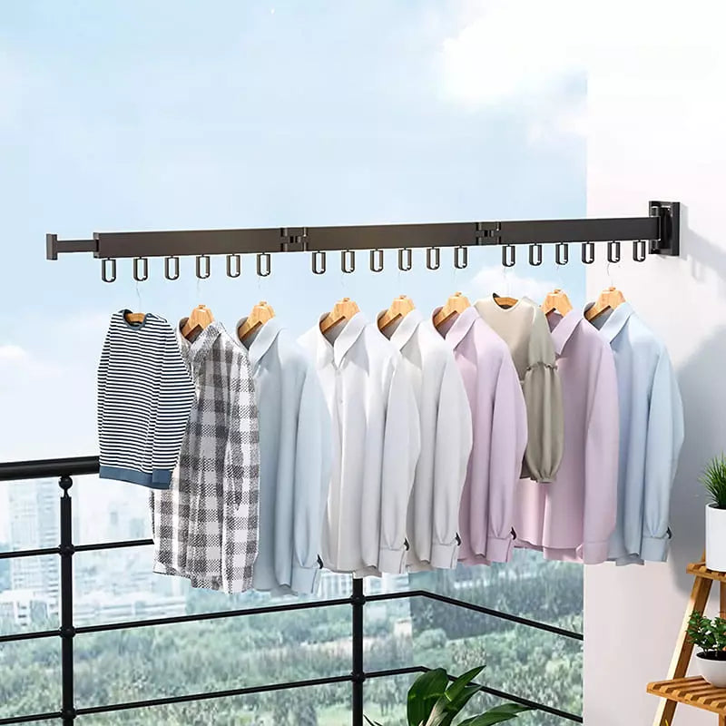 Varal Retrátil de Parede em Alumínio 3 Tamanhos com Ganchos