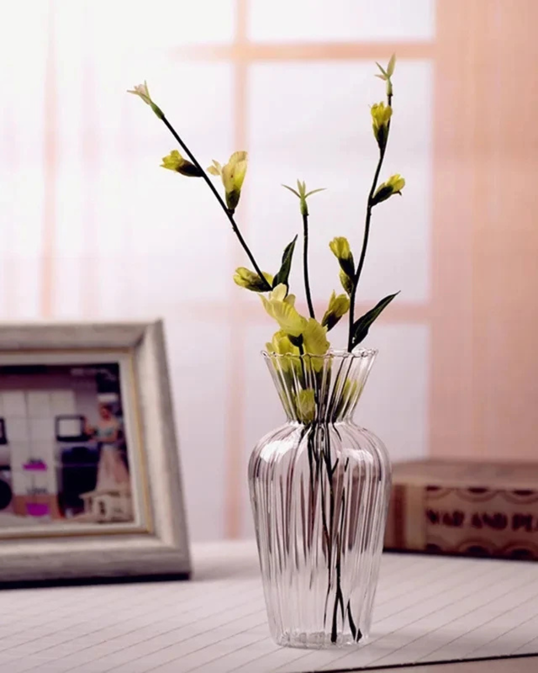 Vaso de Vidro Transparente Estilo Nórdico Minimalista