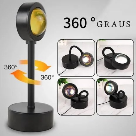 Projetor De Luz LED 4 Em 1 Giratório 360 Graus Ambiente
